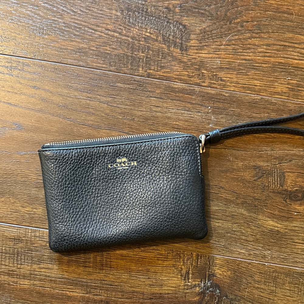 Coach Black Pebbled Leather Wristlet